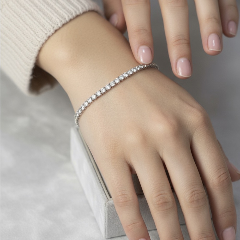 Tennis bracelet Moissanite and Sterling 925 Silver 8” - Picture 4 of 5